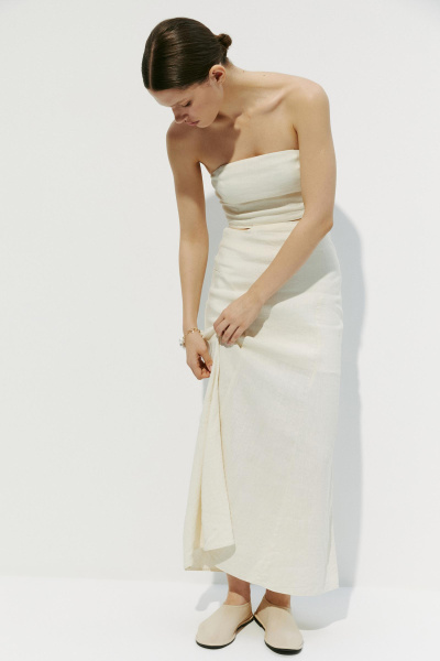 Юбка годе с рельефами (XS, кремовый) 