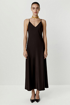 Платье-комбинация из сатина (коричневый)