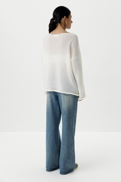 Джемпер ажурной вязки (XS/S, молочный)