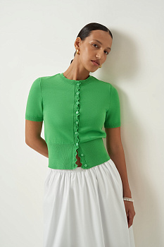 Кардиган с фестонами (зеленый)