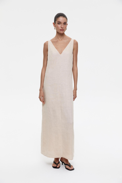 Платье макси изо льна (M/L, бежевый)
