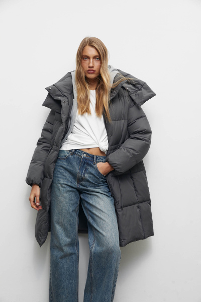 Полупальто утепленное/ Women's padded semi coat (XS, графитовый/anthracite)