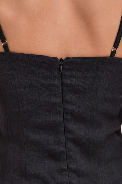 Платье мини изо льна (черный) (XS)