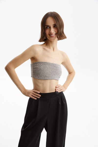 Топ-бандо из ткани с люрексом (XS, серый)