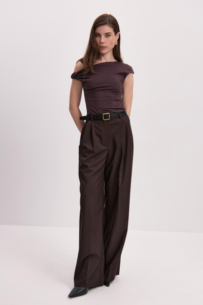 Топ с открытым плечом (коричневый) (S) 