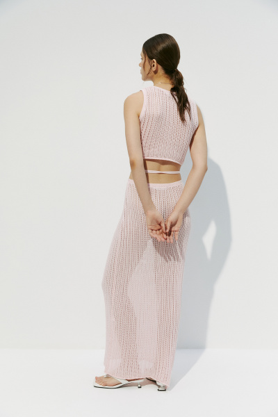 Топ вязаный ажурный (M, светло-розовый) 2556