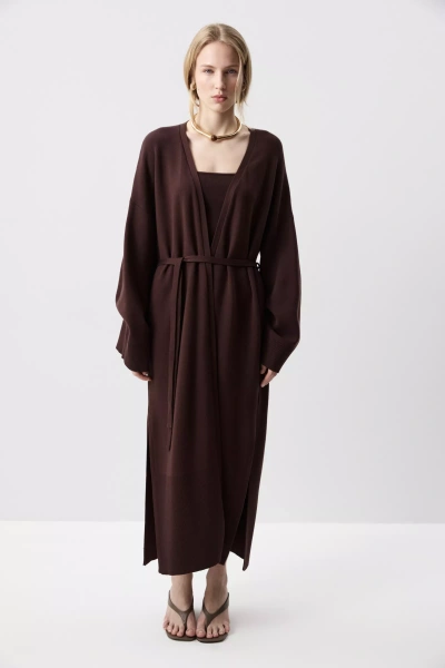 Кардиган макси вязаный (Шоколадный) (one size) 