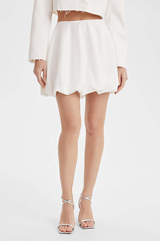 Юбка баллон из костюмной ткани (молочный)