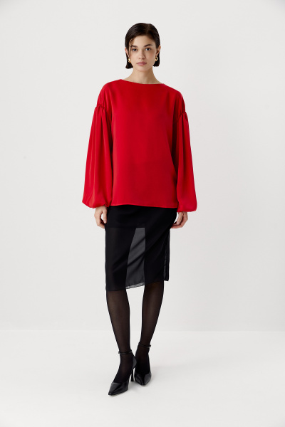 Блуза с рукавами-баллон (красный) (S) 