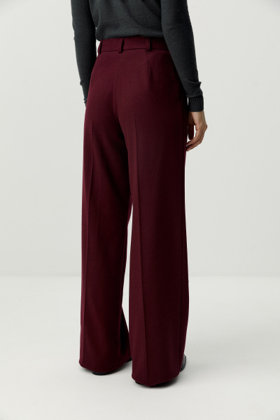 Брюки с заниженной талией из костюмной ткани (винный) (L) 