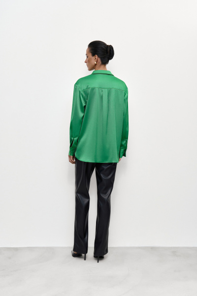 Блуза двубортная из сатина (XS/S, травяной) 