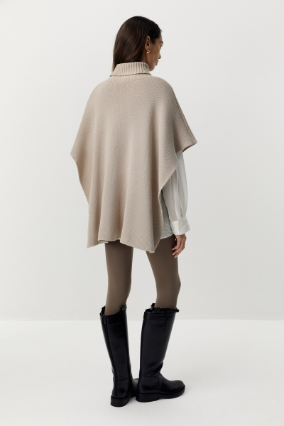 Пончо с воротником-стойкой (бежевый) (one size) 