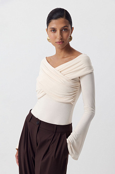 Лонгслив с расклешенными рукавами (ванильный)