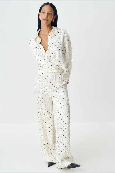 Брюки из сатина в горох (ванильный) (M) 