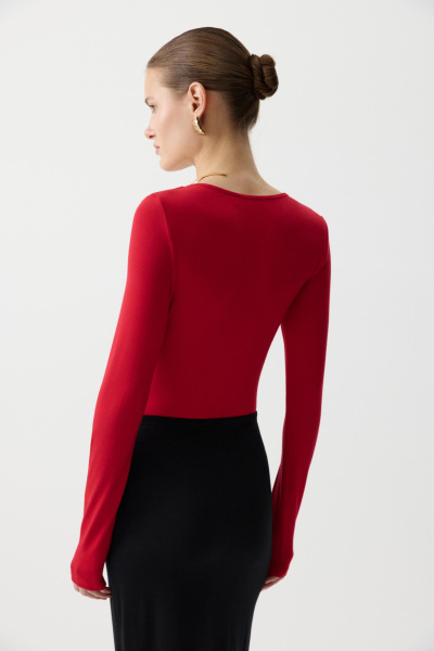 Боди из вискозы с длинным рукавом (Алый) (S) 