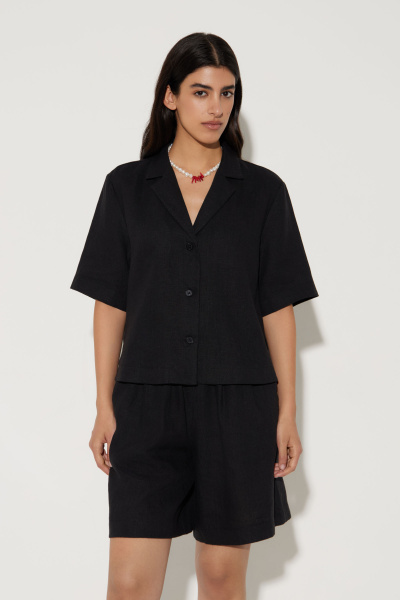 Рубашка с коротким рукавом изо льна (XS/S, черный) 2159