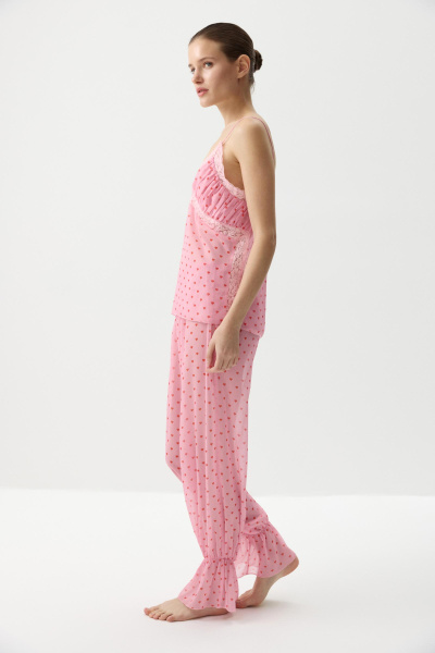 Брюки с принтом сердечки (Розовый) (M) 