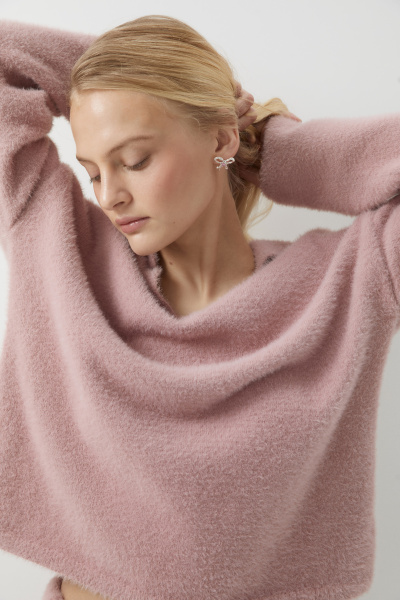 Джемпер поло из пушистой пряжи (розовый) (XS/S) 