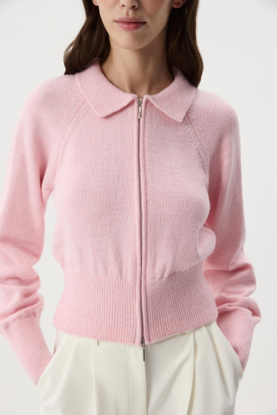Кардиган на молнии  с шерстью альпаки  (Розовый) (M) 
