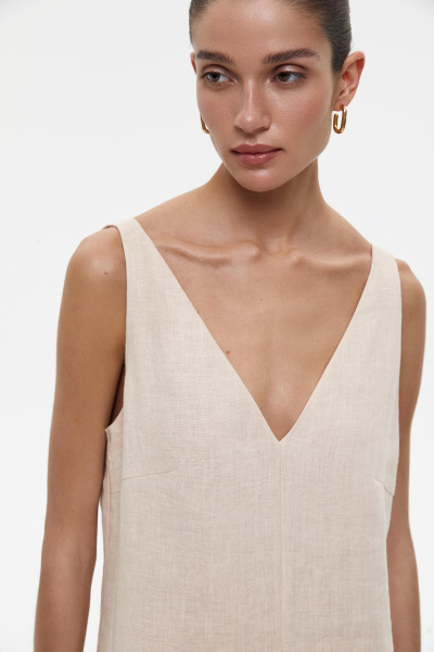 Платье макси изо льна (M/L, бежевый)