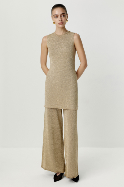 Топ удлиненный с металлизированной нитью (золотой) (S) 