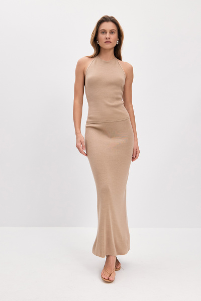 Топ вязаный с открытой спиной (бежевый) (M) 