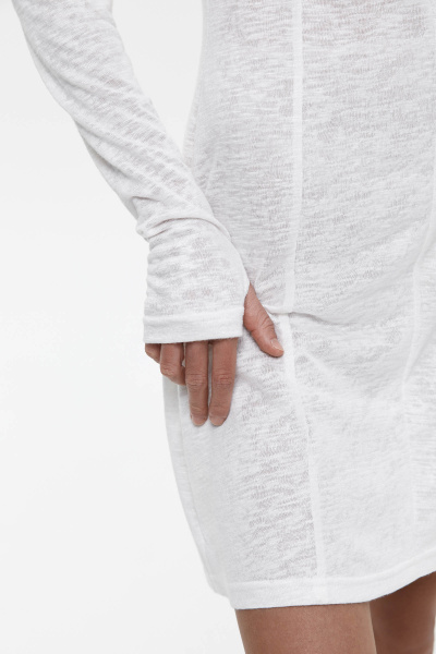 Платье мини из полупрозрачного трикотажа (XS, молочный)