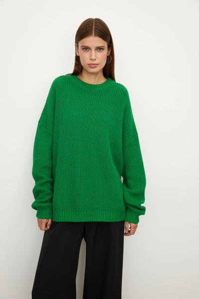 Свитер базовый из хлопка (one size, травяной)