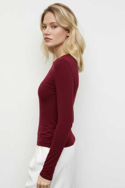 Лонгслив базовый из вискозы (бордовый) (M) 