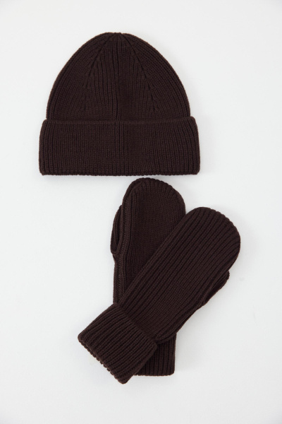 Варежки из шерсти мериноса (Шоколадный) (one size) 