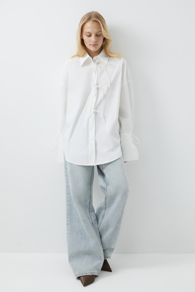 Рубашка оверсайз с завязками (белый) (M/L) 