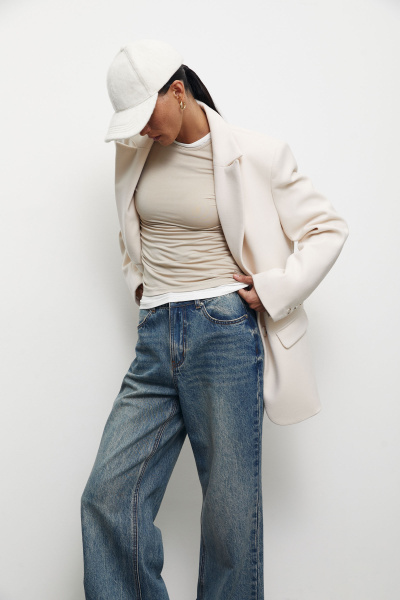 Пиджак из пальтовой ткани (M/L, кремовый) 2177