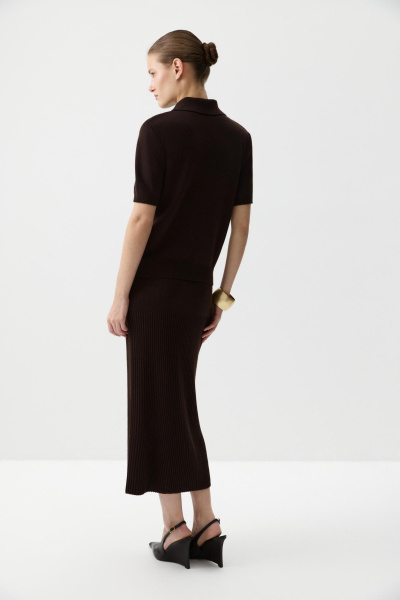 Футболка-поло вязаная (Шоколадный) (XS) 