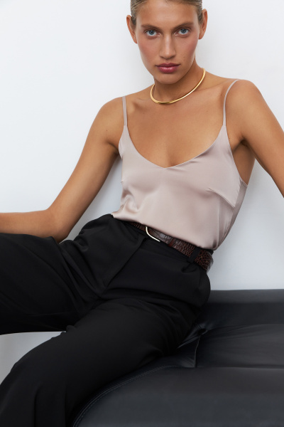 Топ базовый из атласа (XS, бежевый)