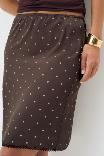 Юбка из сатина в горох (шоколадный) (M) 