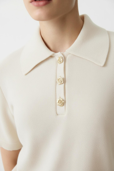 Футболка-поло вязаная (Молочный) (XS) 