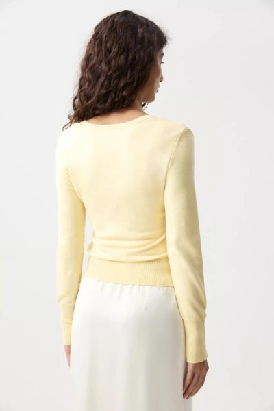 Лонгслив облегающий с пуговицами (Сливочный) (L) 