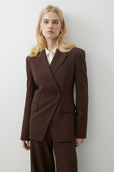 Пиджак однобортный приталенный (шоколадный меланж)