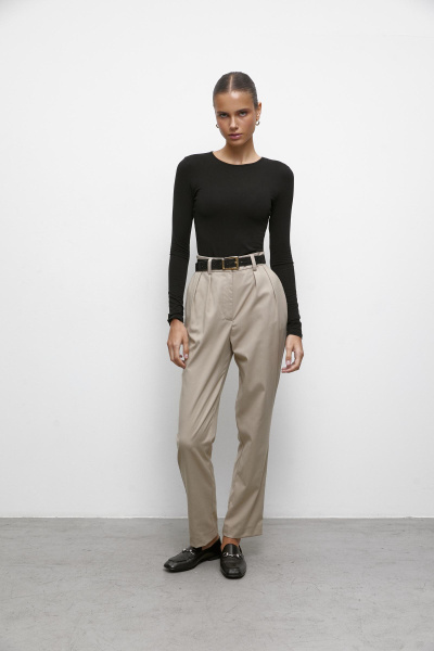 Брюки зауженные к низу (песочный) (L) 