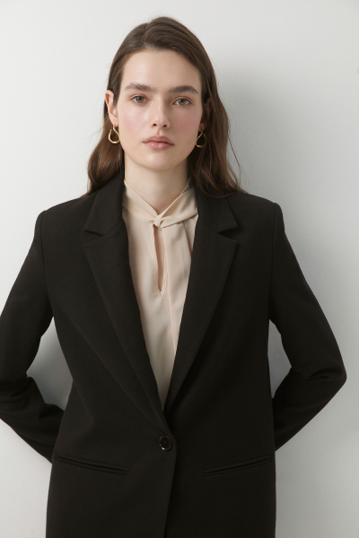 Пиджак прямой на одну пуговицу из костюмной ткани (черный) (XS) 
