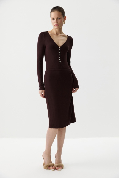 Боди из вискозы с длинным рукавом (Шоколадный) (M) 