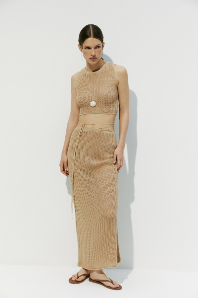 Юбка вязаная ажурная (M/L, песочный) 2184