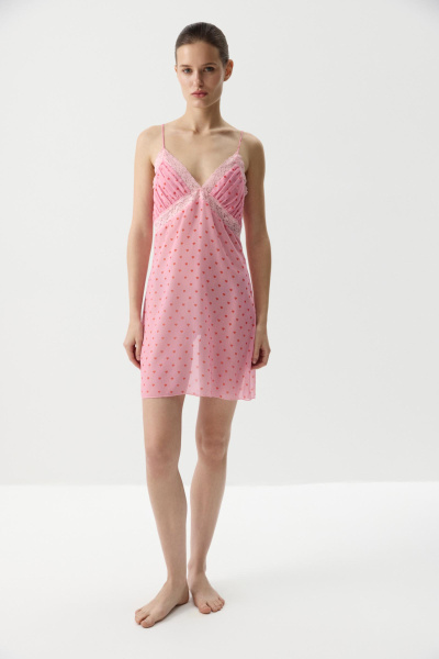 Платье-комбинация с принтом сердечки (Розовый) (M) 