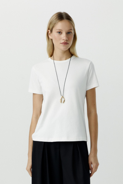 Футболка базовая из хлопка (белый) (L) 