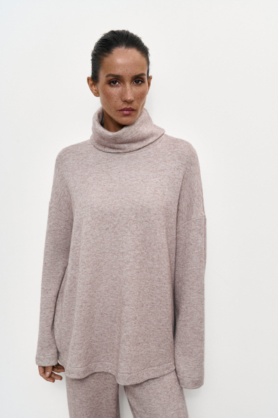 Джемпер из теплого трикотажа (XS/S, кофейный)