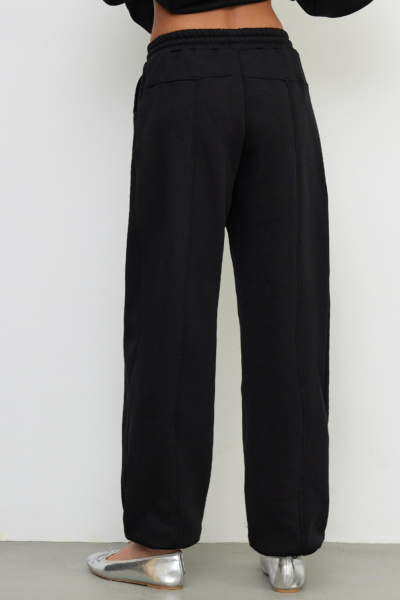 Джоггеры на резинке с рельефными швами (XS/S, черный) 2159