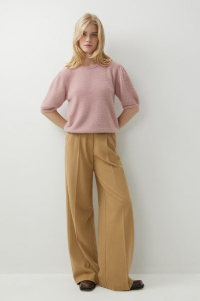 Брюки силуэта палаццо из костюмной ткани (светло-коричневый) (L) 