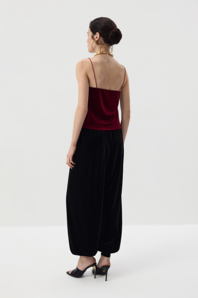 Топ из бархата с кружевом (Винный) (M) 