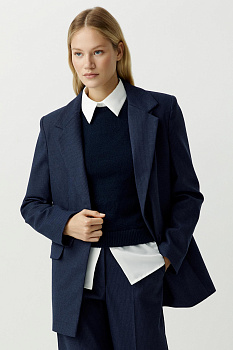 Пиджак из костюмной ткани (темно-синий)