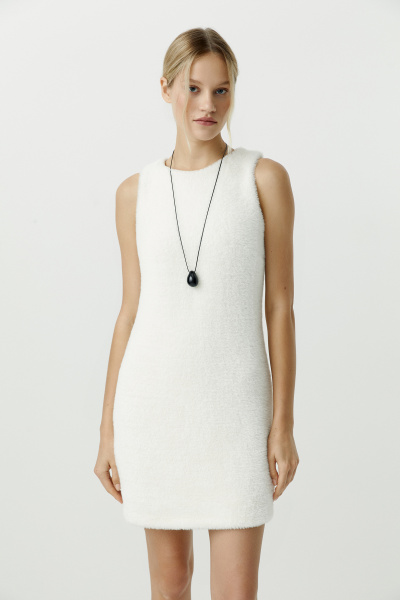 Платье из ворсовой ткани (молочный) (XS) 